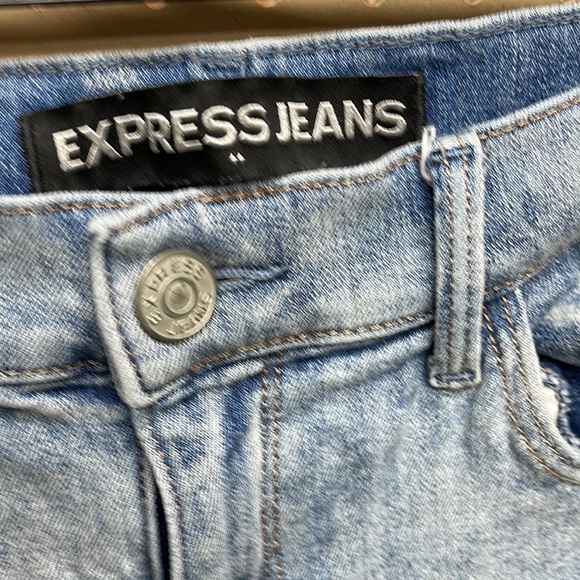 Distressed express jeans size 10 super skinny mid rise - Picture 7 of 10